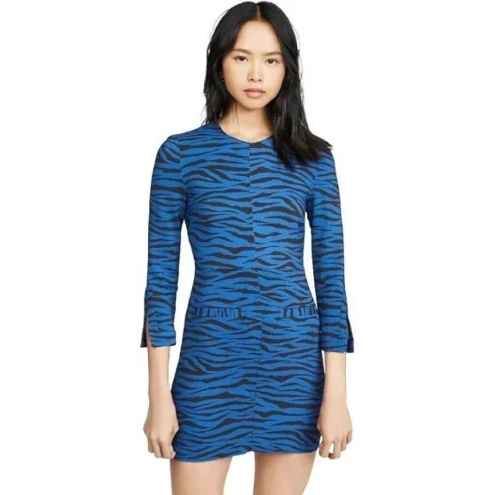 A.L.C. Blue Black Noelle Sheath Animal Print Dress‎ Size 0